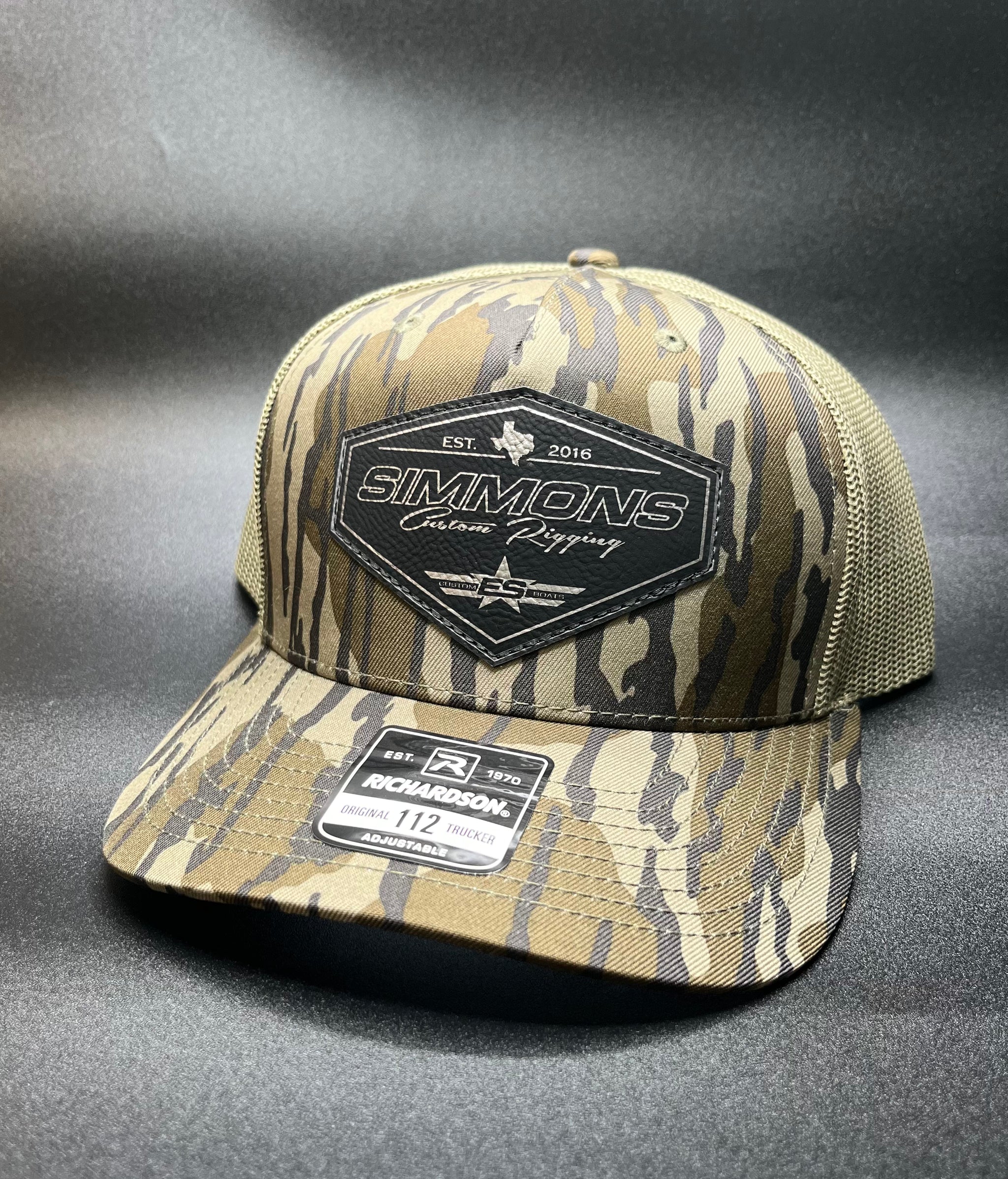 Bottomland Camo- Leather Patch Cap – ES Custom Boats/Simmons