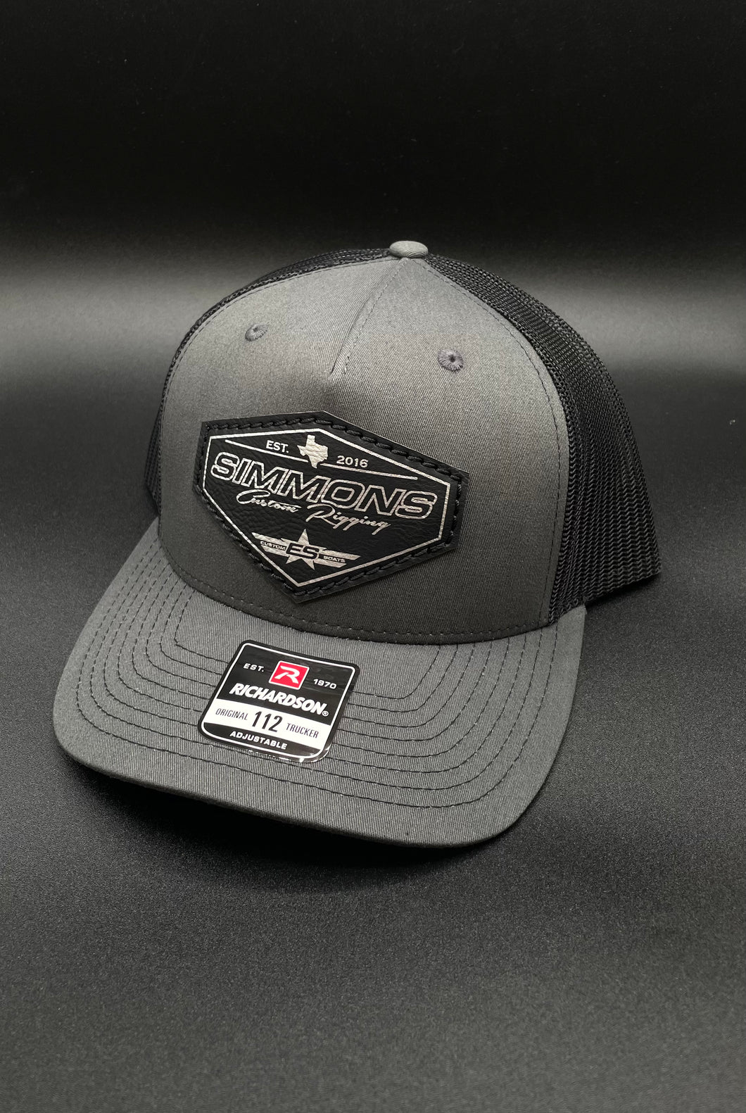 Charcoal and Black- Leather Patch Cap